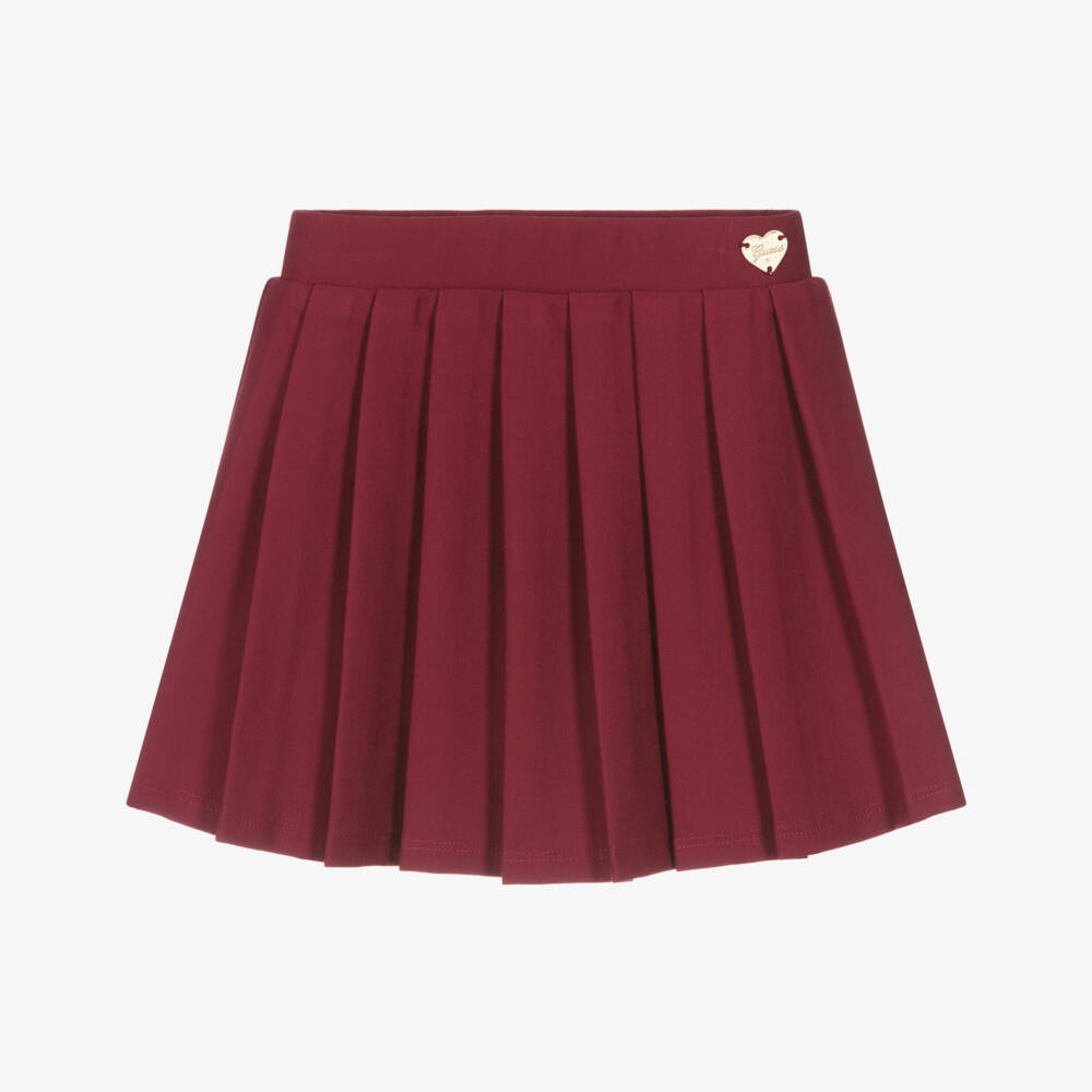 Guess-Girls Burgundy Red Pleated Jersey Skirt | Childrensalon Outlet