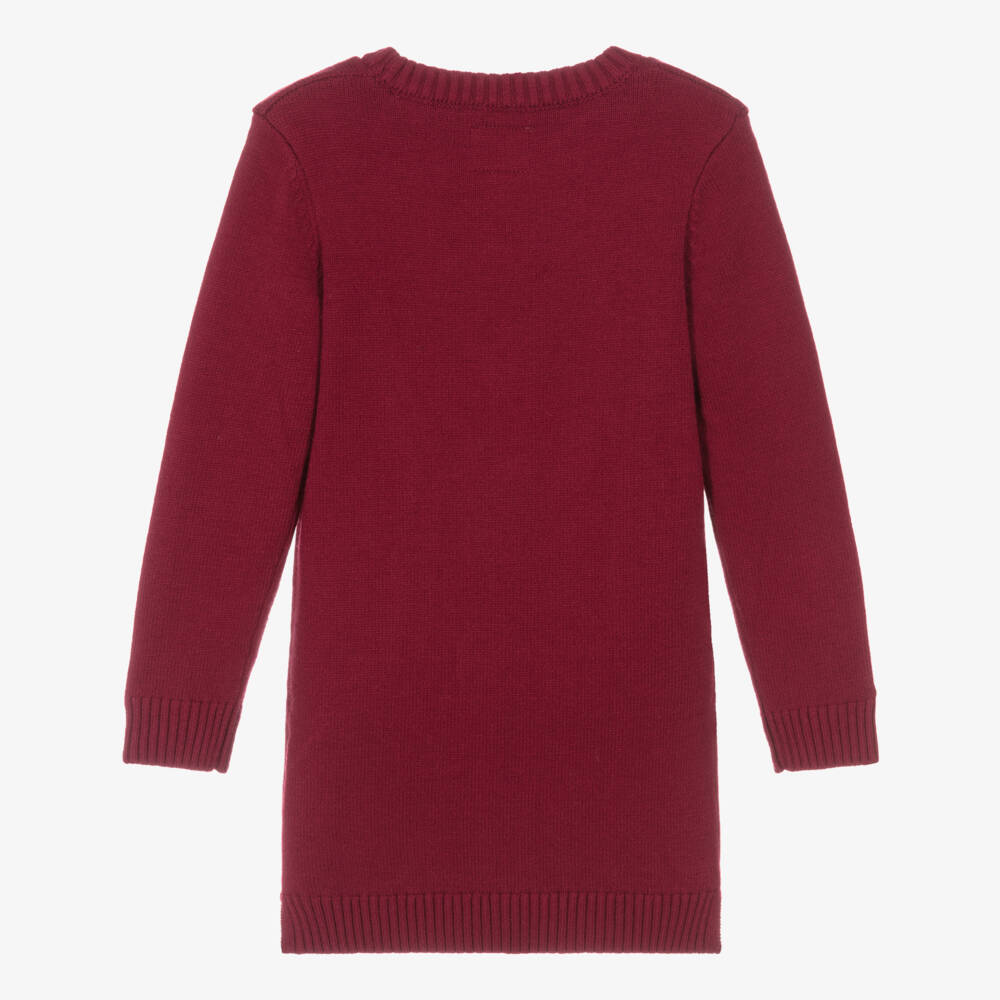 Guess-Girls Burgundy Red Sweater Dress with Teddy Bear | Childrensalon Outlet