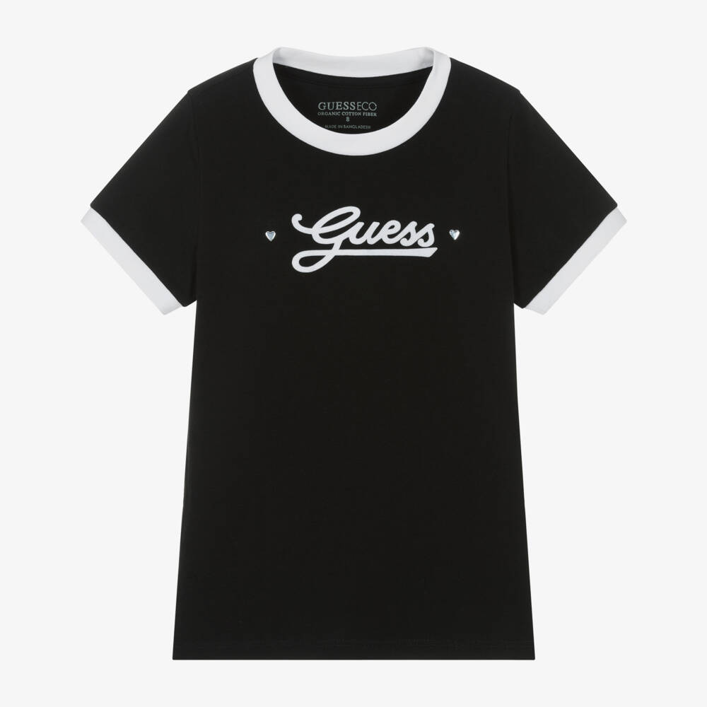 Guess-Футболка из хлопка угольного цвета для девочек | Childrensalon Outlet