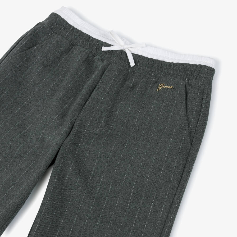 Guess-Junior Girls Grey Drawstring Pinstripe Trousers | Childrensalon Outlet