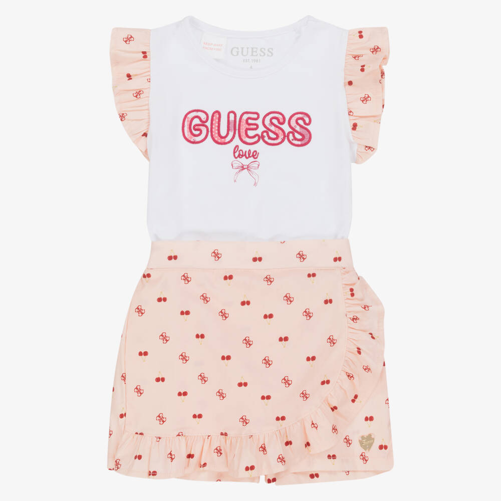Guess-Girls Cherry Delight Pink Skort Ensemble | Childrensalon Outlet