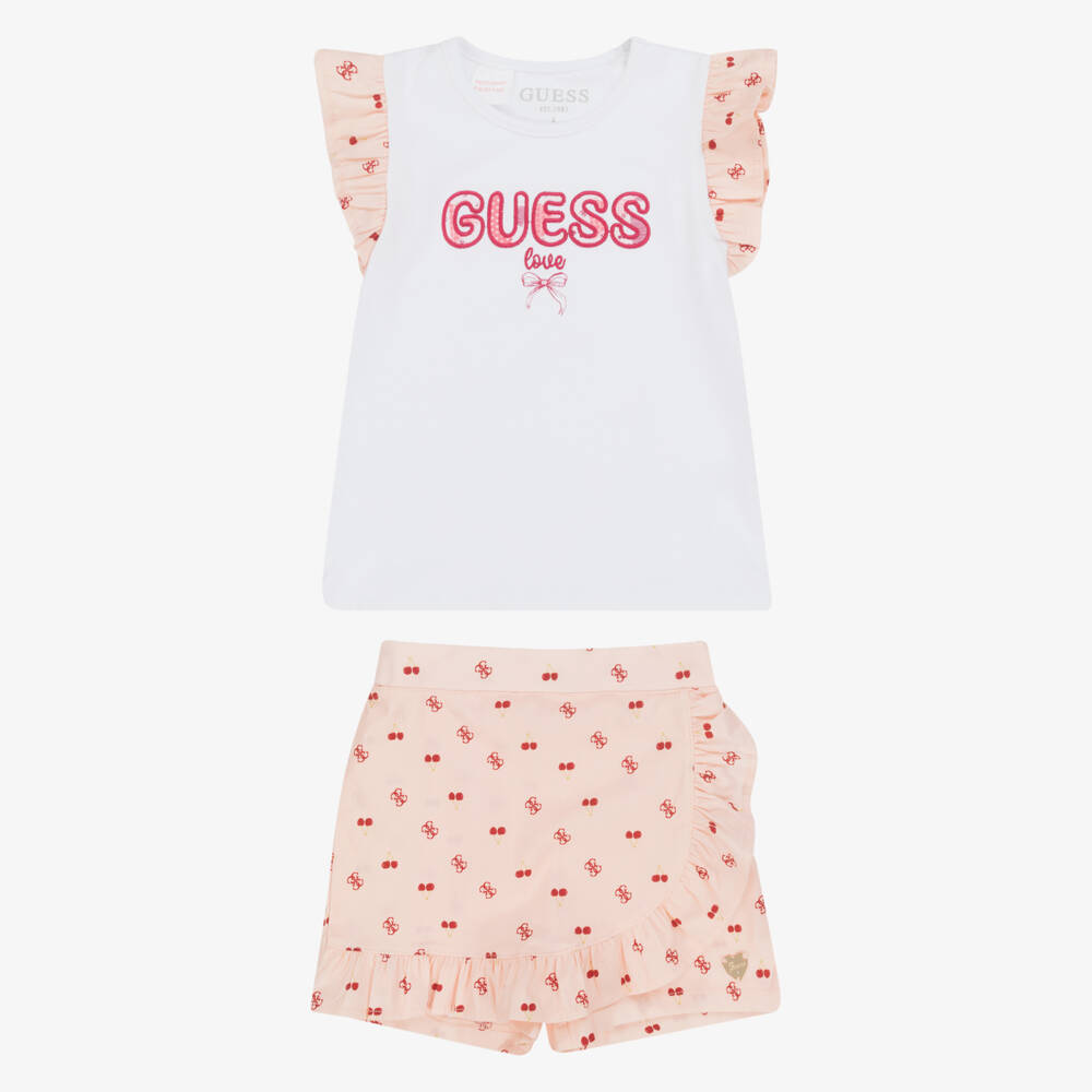 Guess-Girls Cherry Delight Pink Skort Ensemble | Childrensalon Outlet