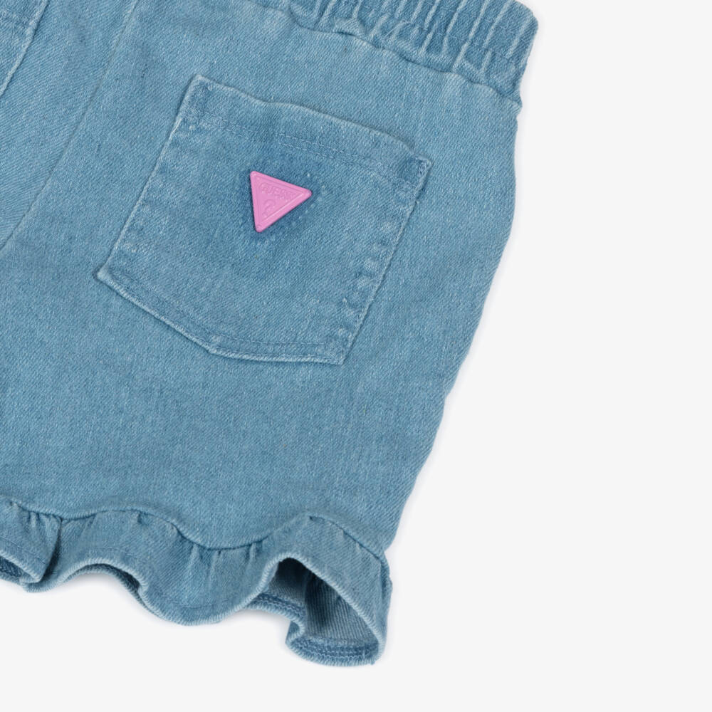 Guess-Girls Chic Denim Ruffle Shorts | Childrensalon Outlet
