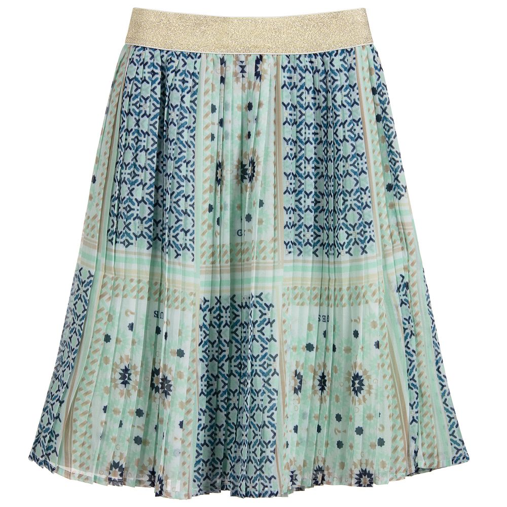 Guess green pleated skirt sale