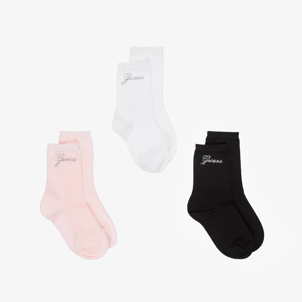 Guess-Girls Colourful Sock Trio Pack | Childrensalon Outlet
