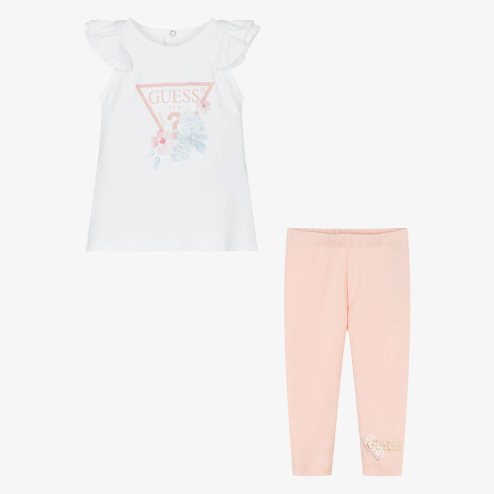 Guess-Girls Coral Leggings & Flutter Top Set | Childrensalon Outlet