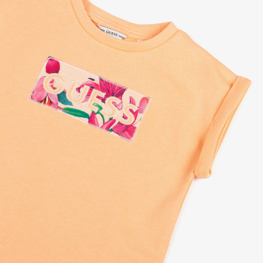 Guess-Girls Cotton Comfort Orange Frock | Childrensalon Outlet