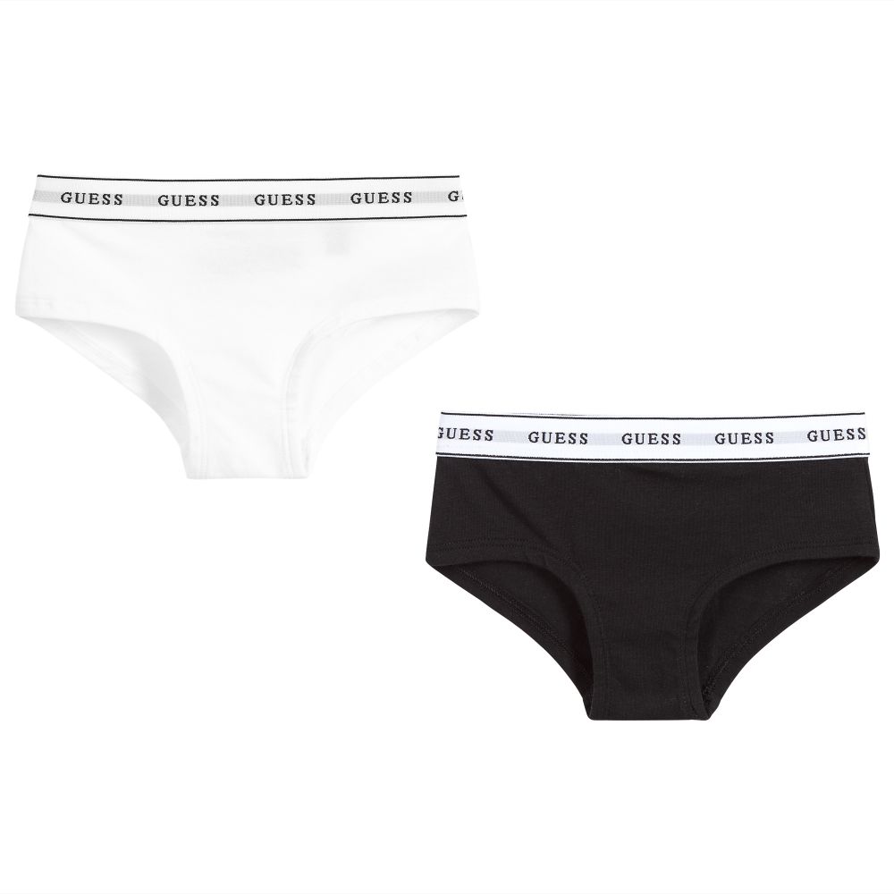 Girls Black & White Cotton Knickers (2 Pack)