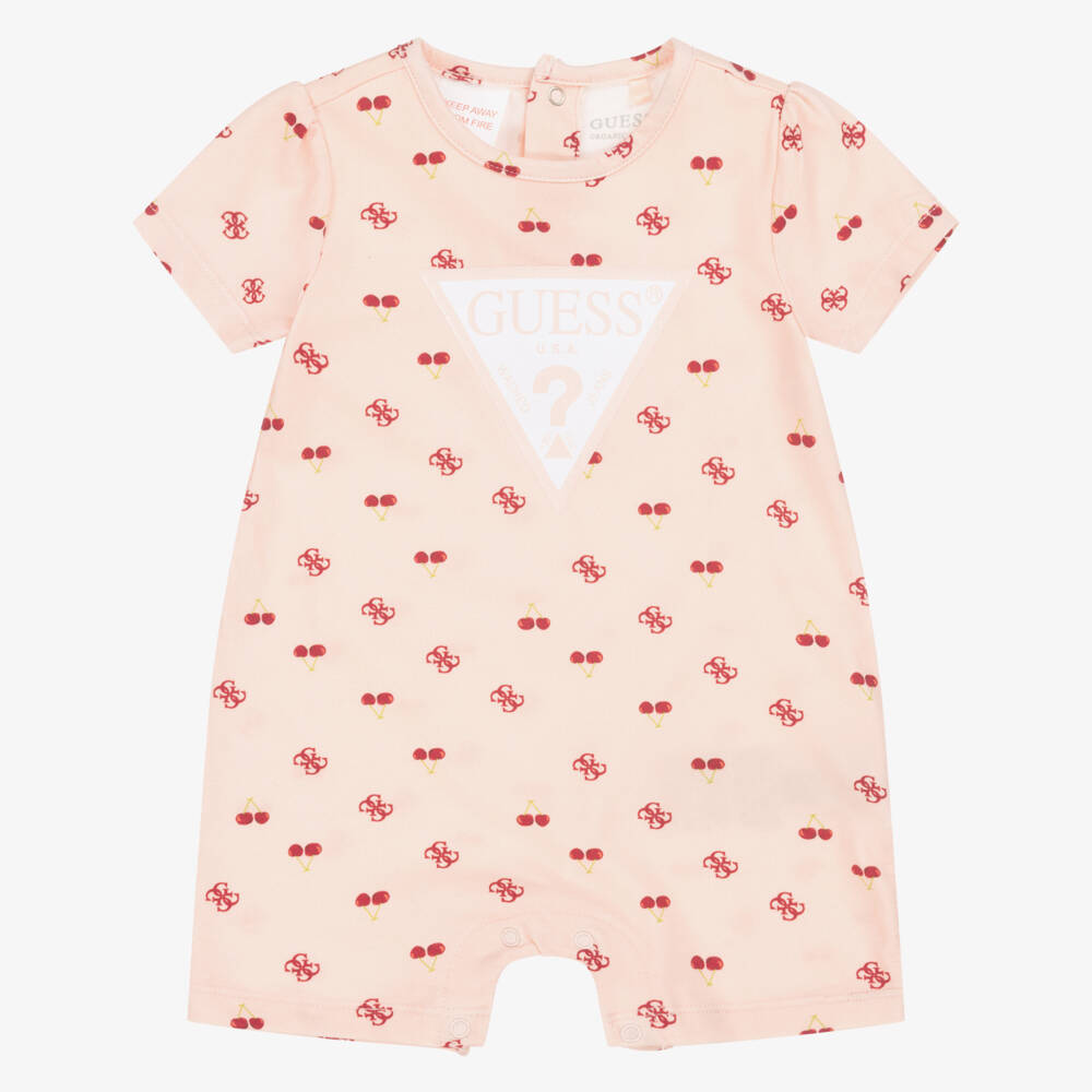 Guess-Girls' Cotton Pink Cherry Romper | Childrensalon Outlet