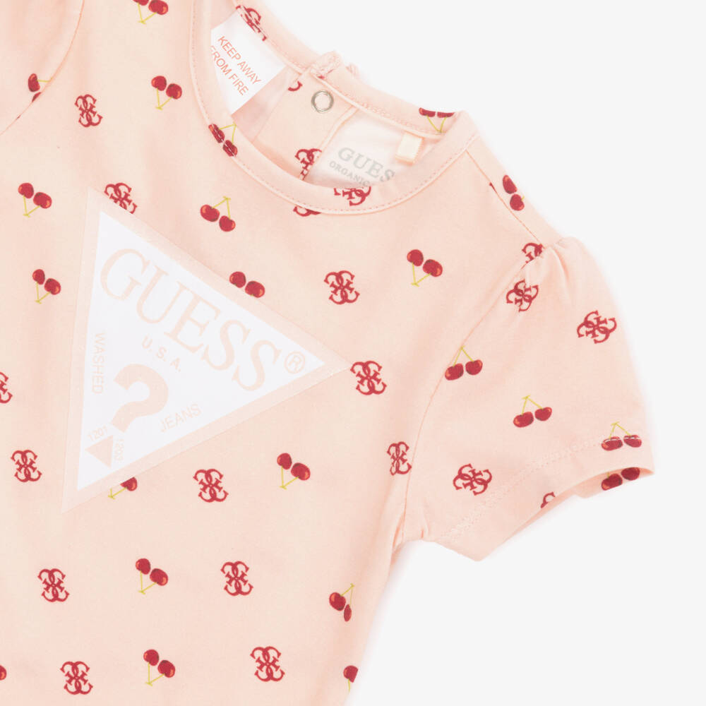 Guess-Girls' Cotton Pink Cherry Romper | Childrensalon Outlet