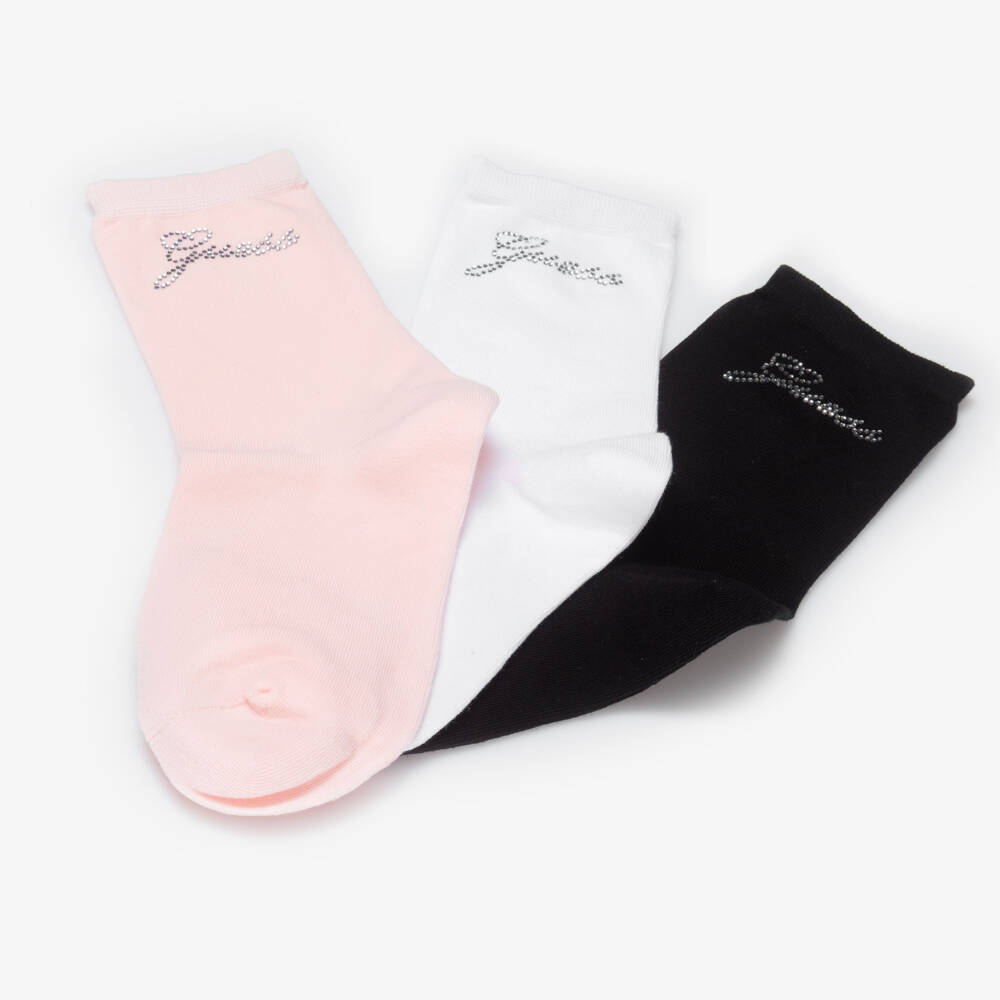 Guess-Girls Cotton Socks with Diamanté Logos (3 Pack) | Childrensalon Outlet
