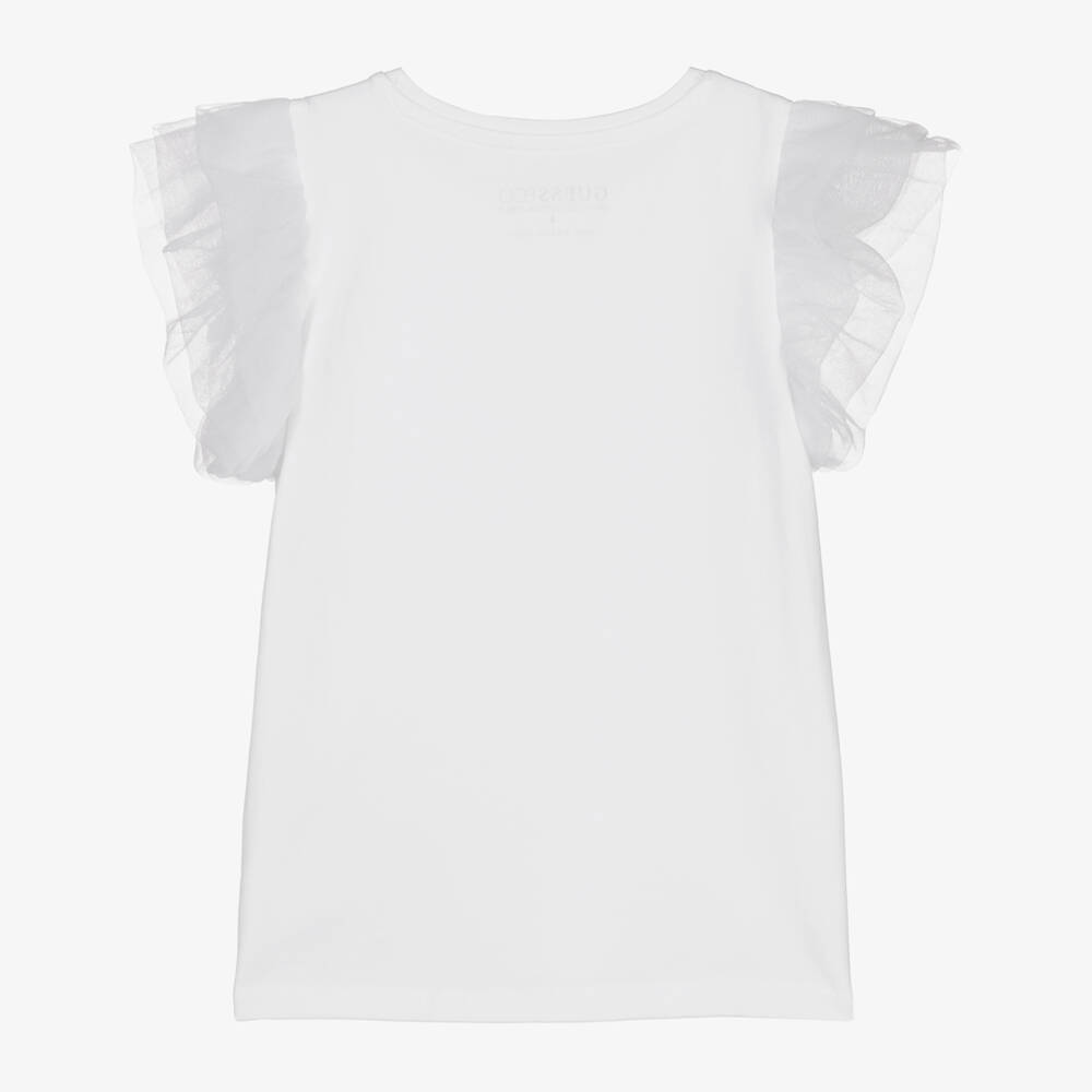 Guess-Girls Cotton Tee with Tulle Glam | Childrensalon Outlet
