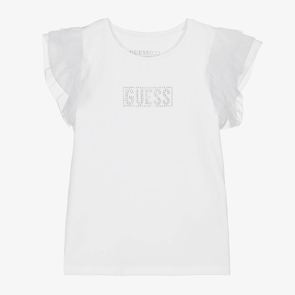Guess-Girls Cotton Tee with Tulle Glam | Childrensalon Outlet