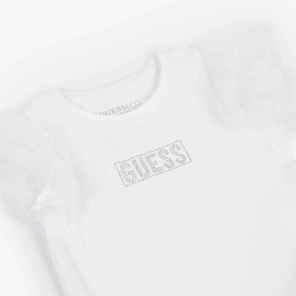 Guess-Girls Cotton Tee with Tulle Glam | Childrensalon Outlet
