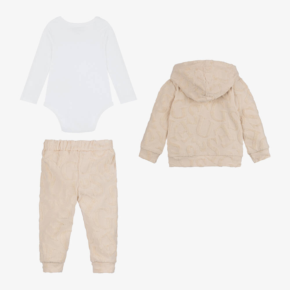 Guess-Girls Cozy Beige Cotton Ensemble | Childrensalon Outlet