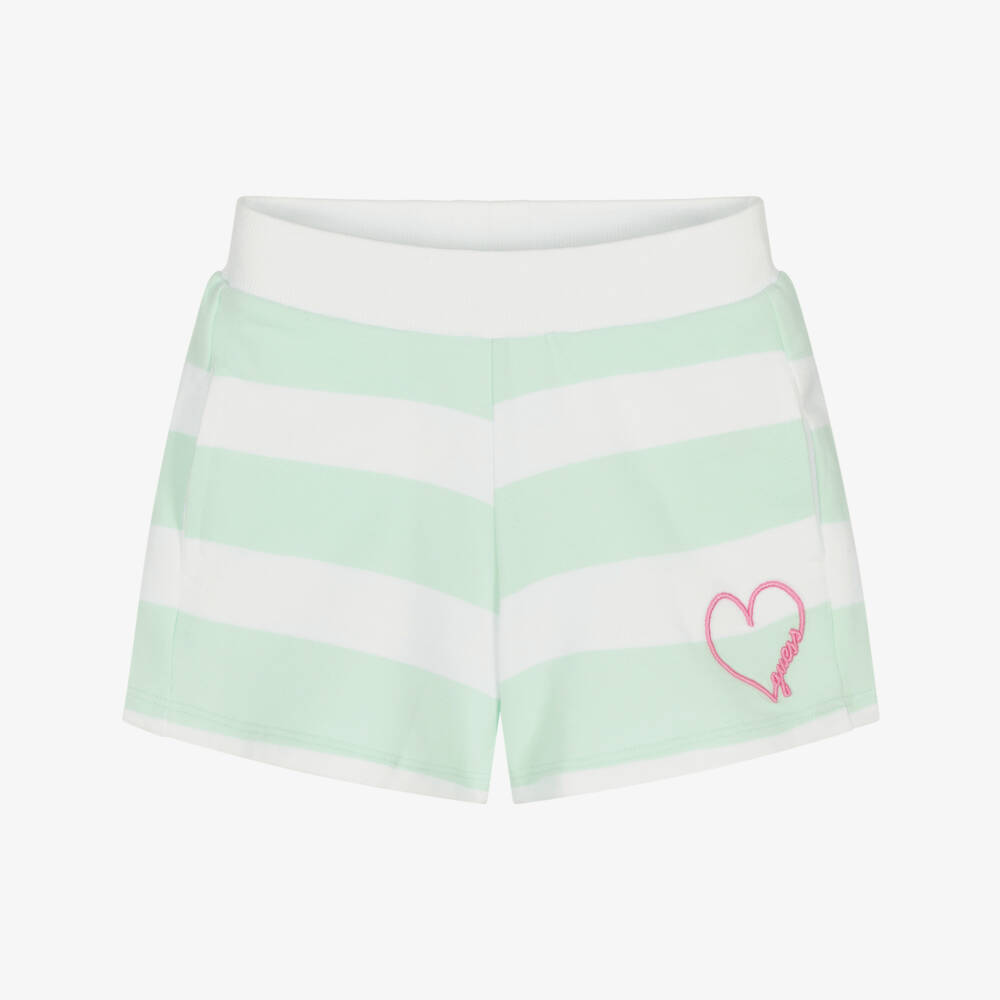 Guess-Уютные зеленые шорты в полоску для девочек | Childrensalon Outlet