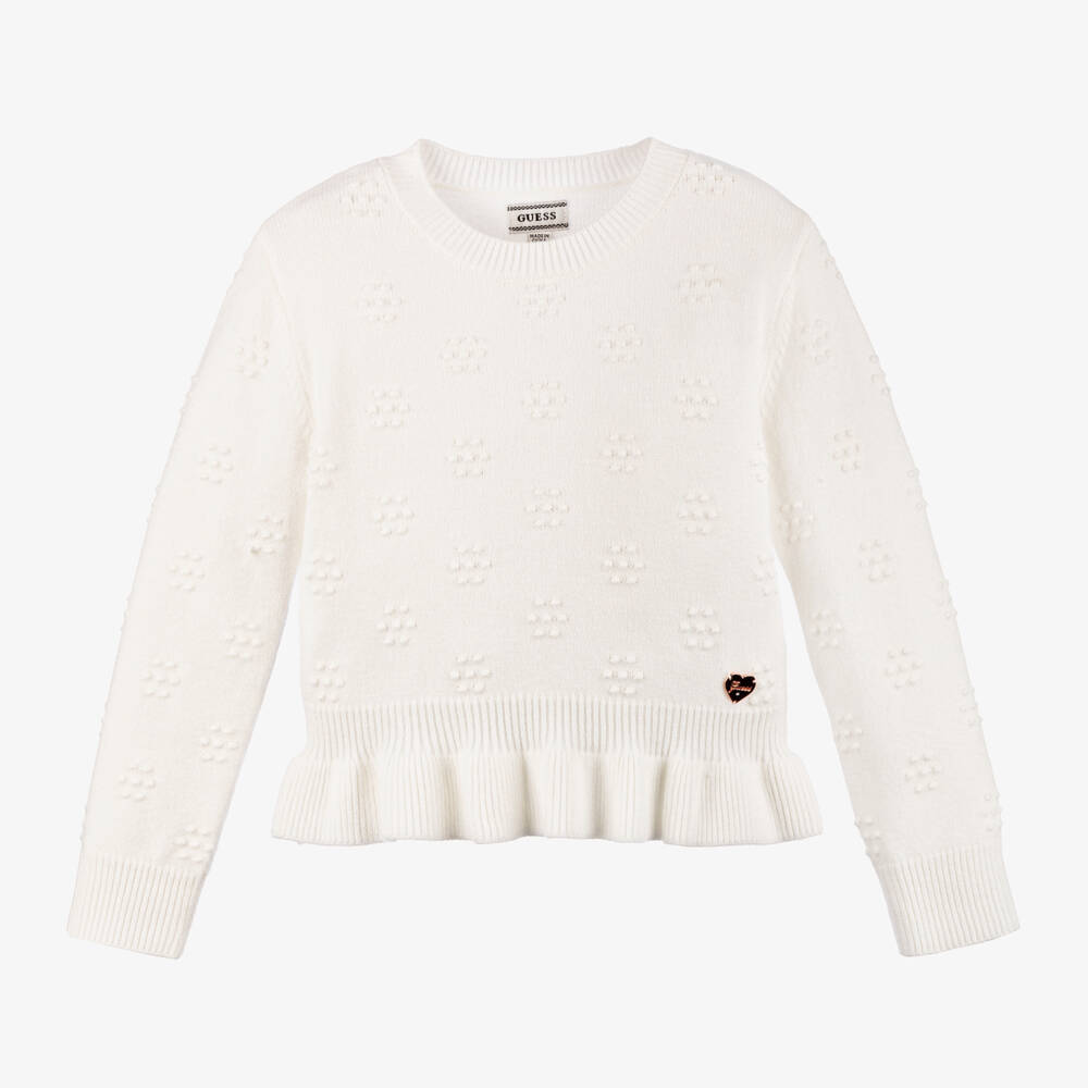 Guess-Girls Cream Knit Jumper | Childrensalon Outlet