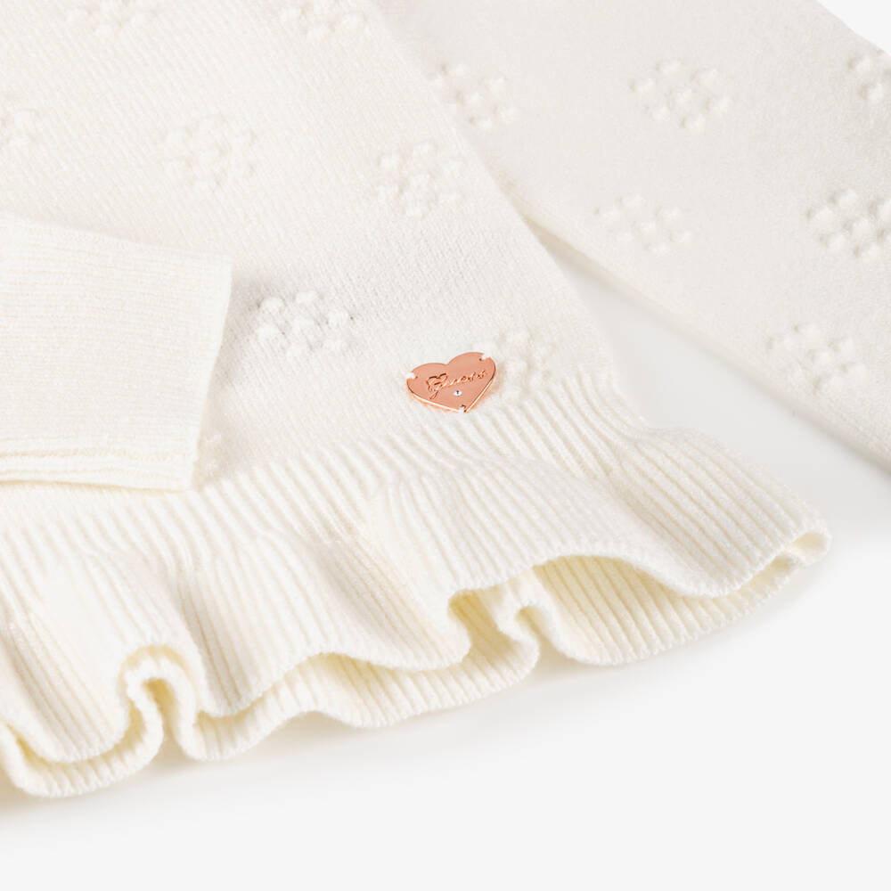 Guess-Girls Cream Knit Jumper | Childrensalon Outlet