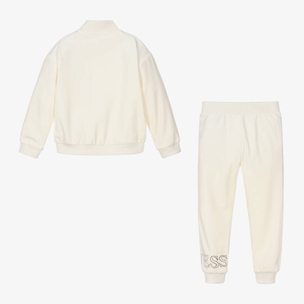 Guess-Girls Cream Velour Jogging Suit | Childrensalon Outlet