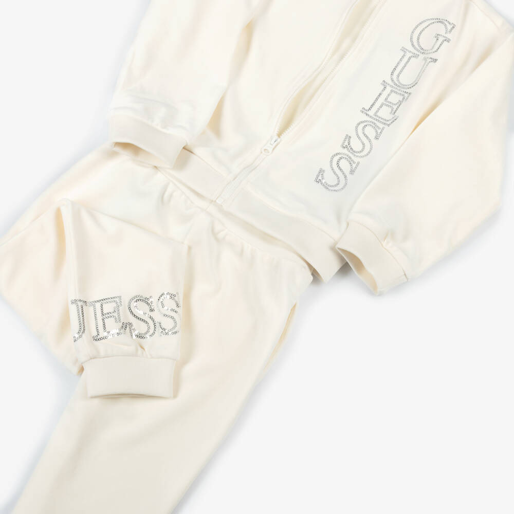 Guess-Girls Cream Velour Jogging Suit | Childrensalon Outlet