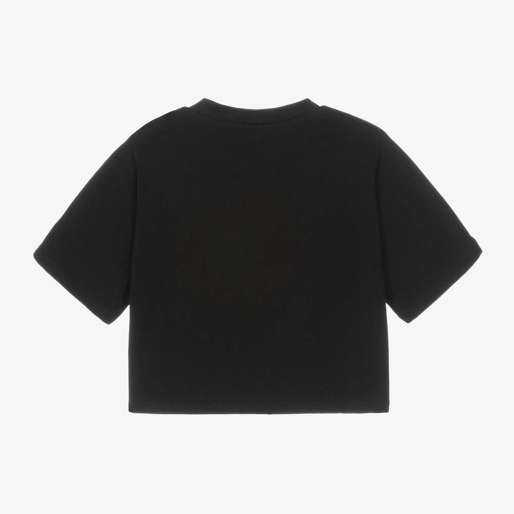 Guess-Girls Cropped Black T-Shirt | Childrensalon Outlet