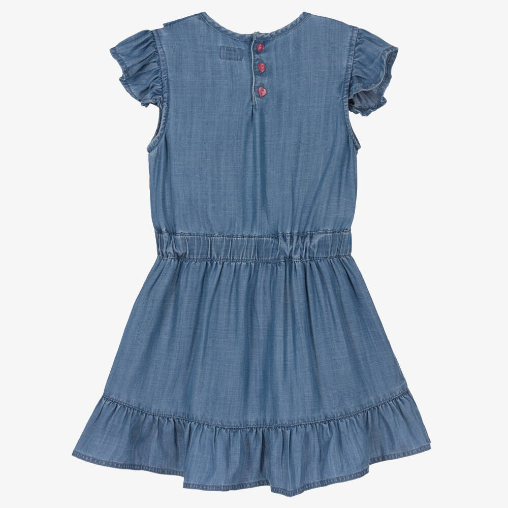 Guess-Girls Denim Blue Frill Frock | Childrensalon Outlet