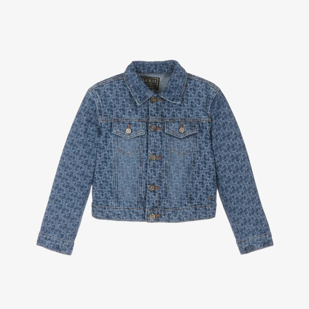 Guess-Girls Denim Blue Patterned Jacket | Childrensalon Outlet
