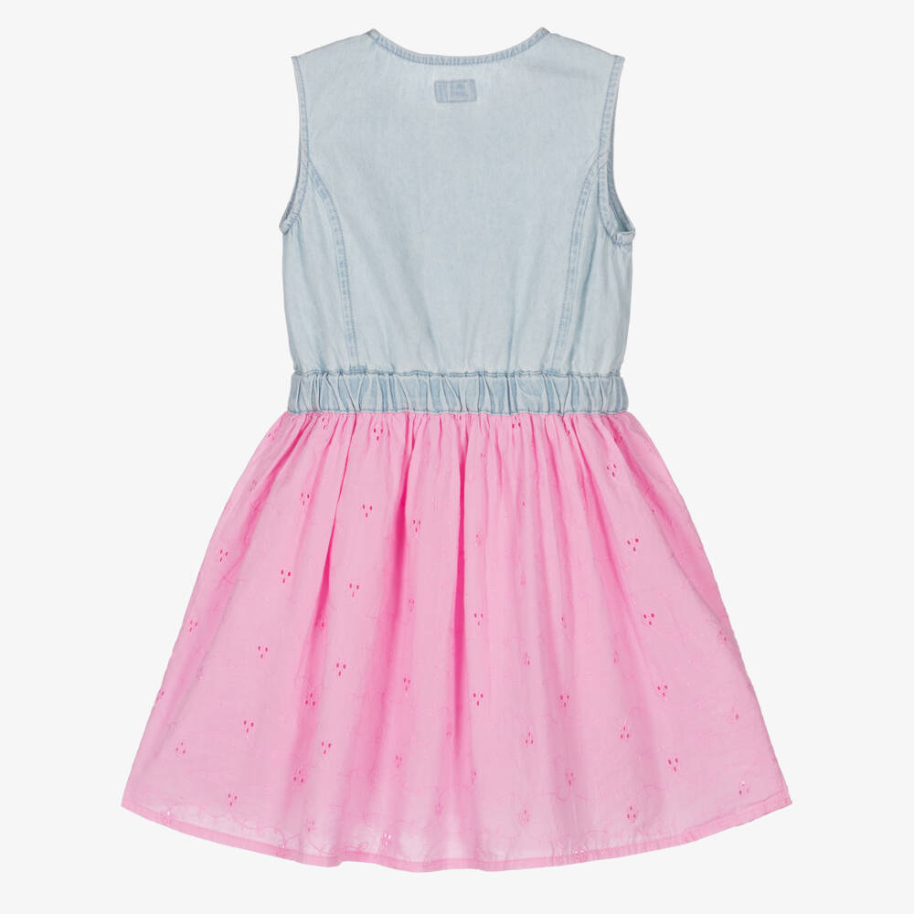 Guess-Girls Denim & Embroidered Pink Dress | Childrensalon Outlet