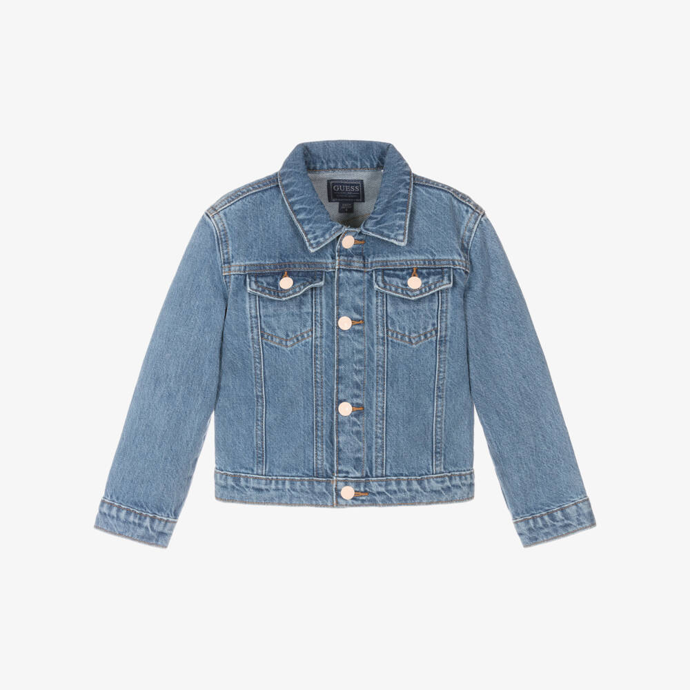 Guess-Girls Denim Jacket with Heart Embellishment | Childrensalon Outlet