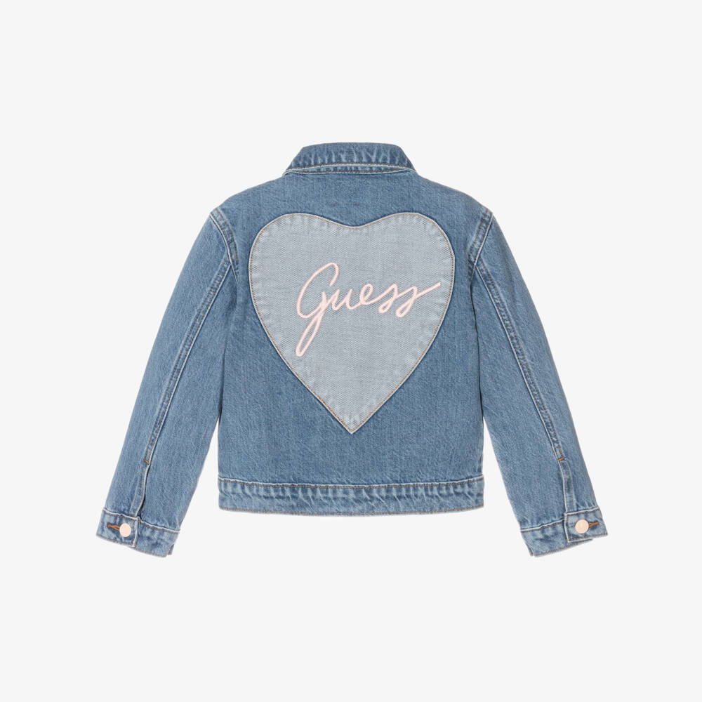 Guess-Girls Denim Jacket with Heart Embellishment | Childrensalon Outlet