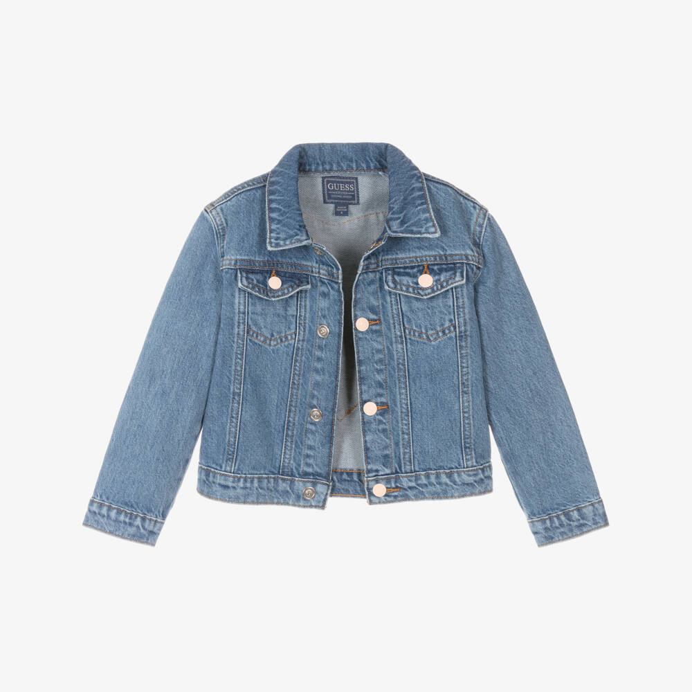 Guess-Girls Denim Jacket with Heart Embellishment | Childrensalon Outlet