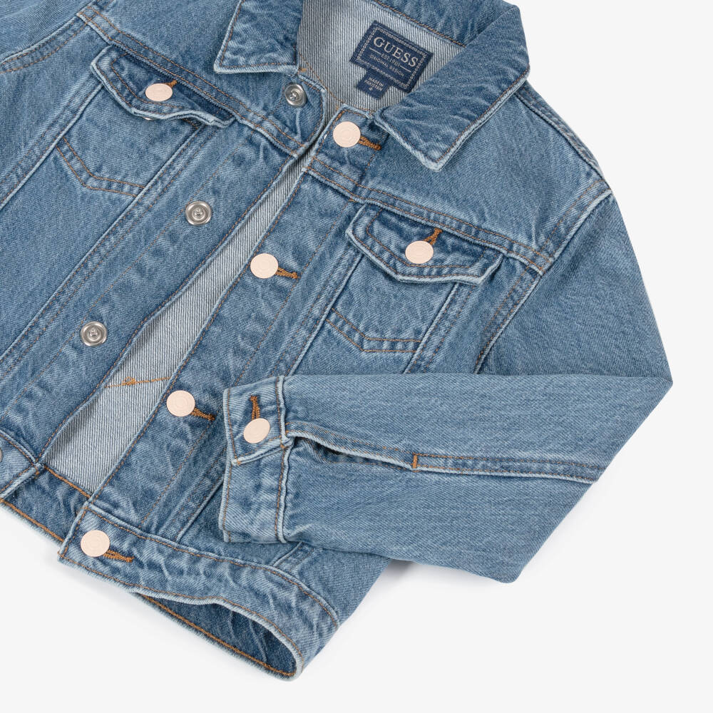 Guess-Girls Denim Jacket with Heart Embellishment | Childrensalon Outlet