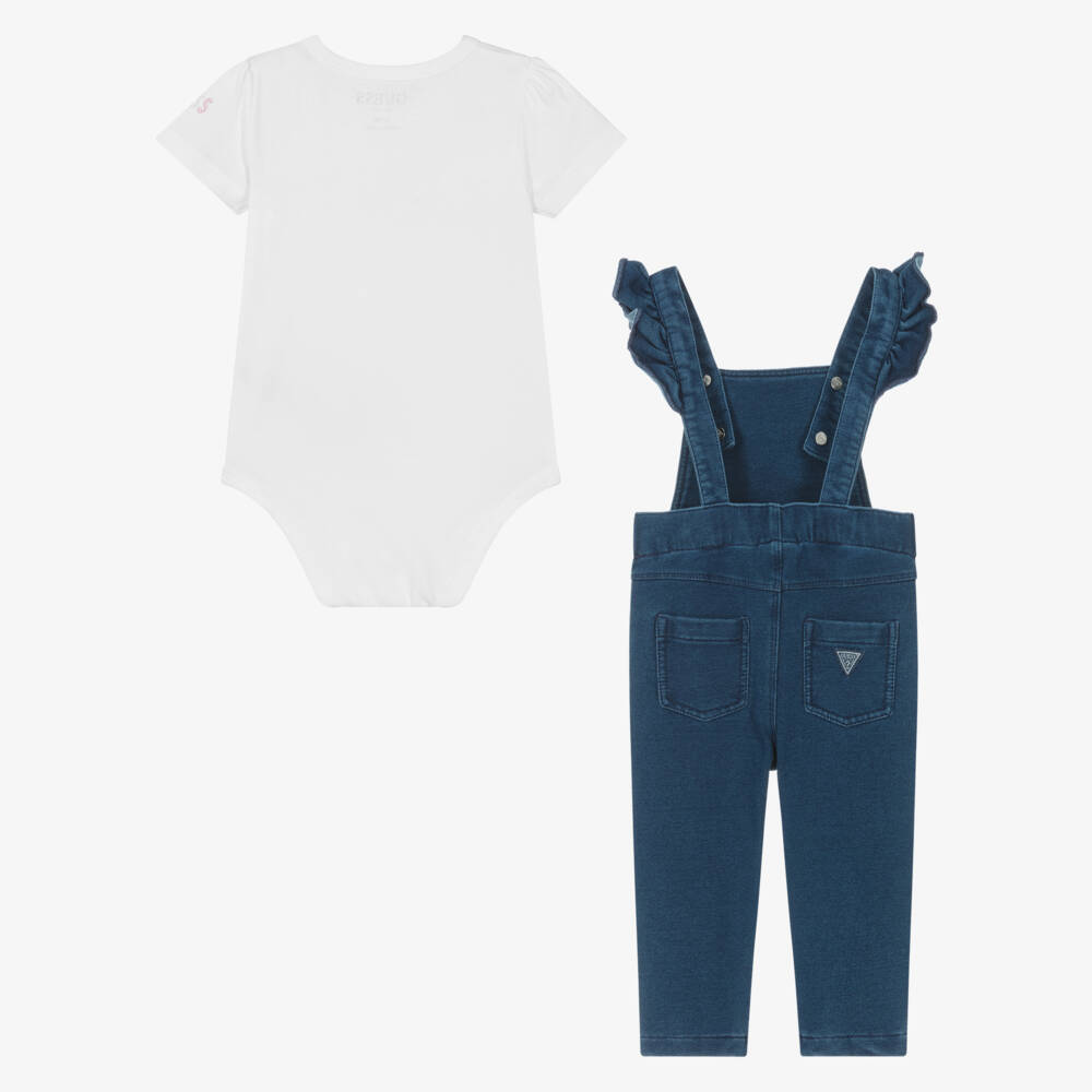 Guess-Girls Dreamy Blue Dungaree Ensemble | Childrensalon Outlet