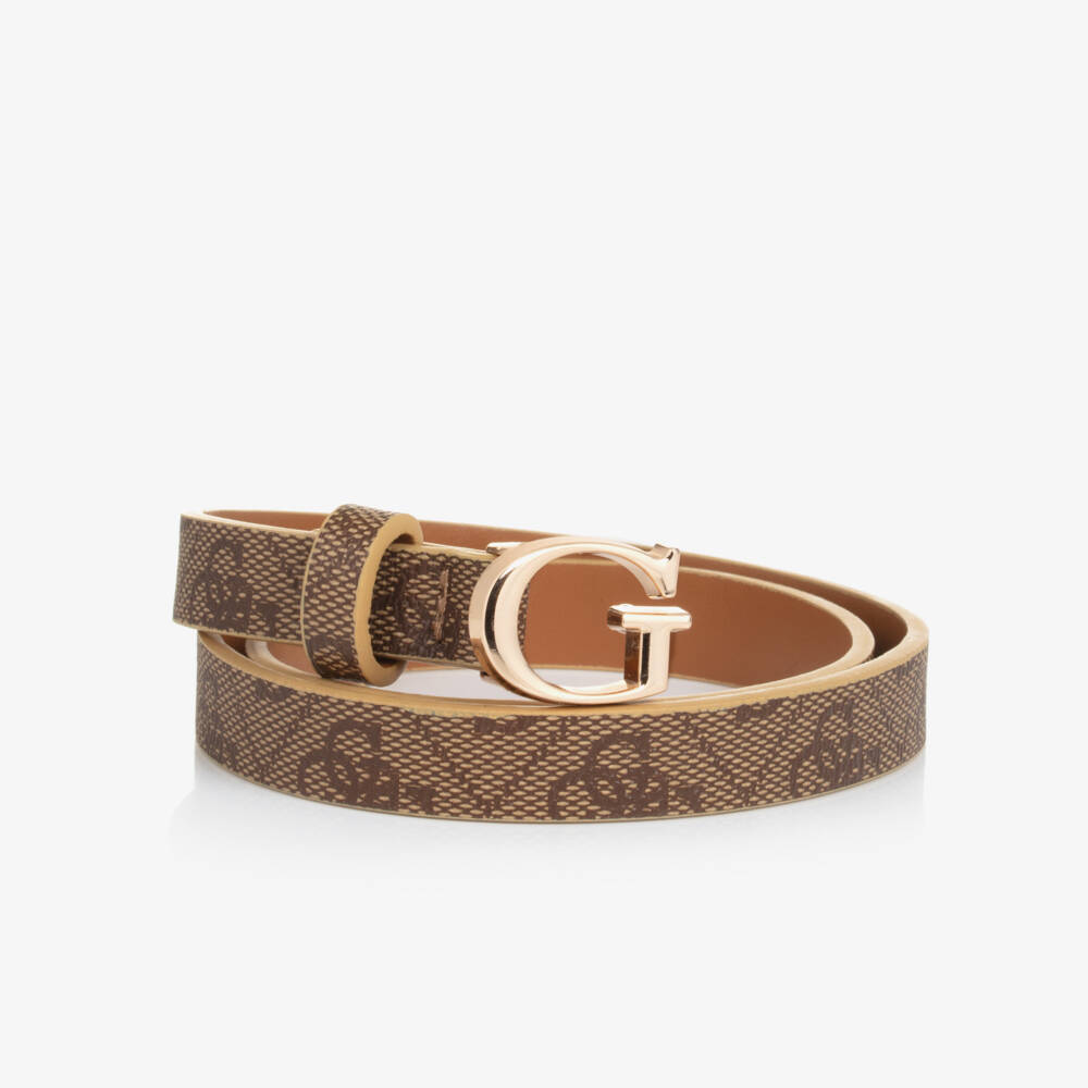 Guess-Girls Elegant Beige Monogram Belt | Childrensalon Outlet