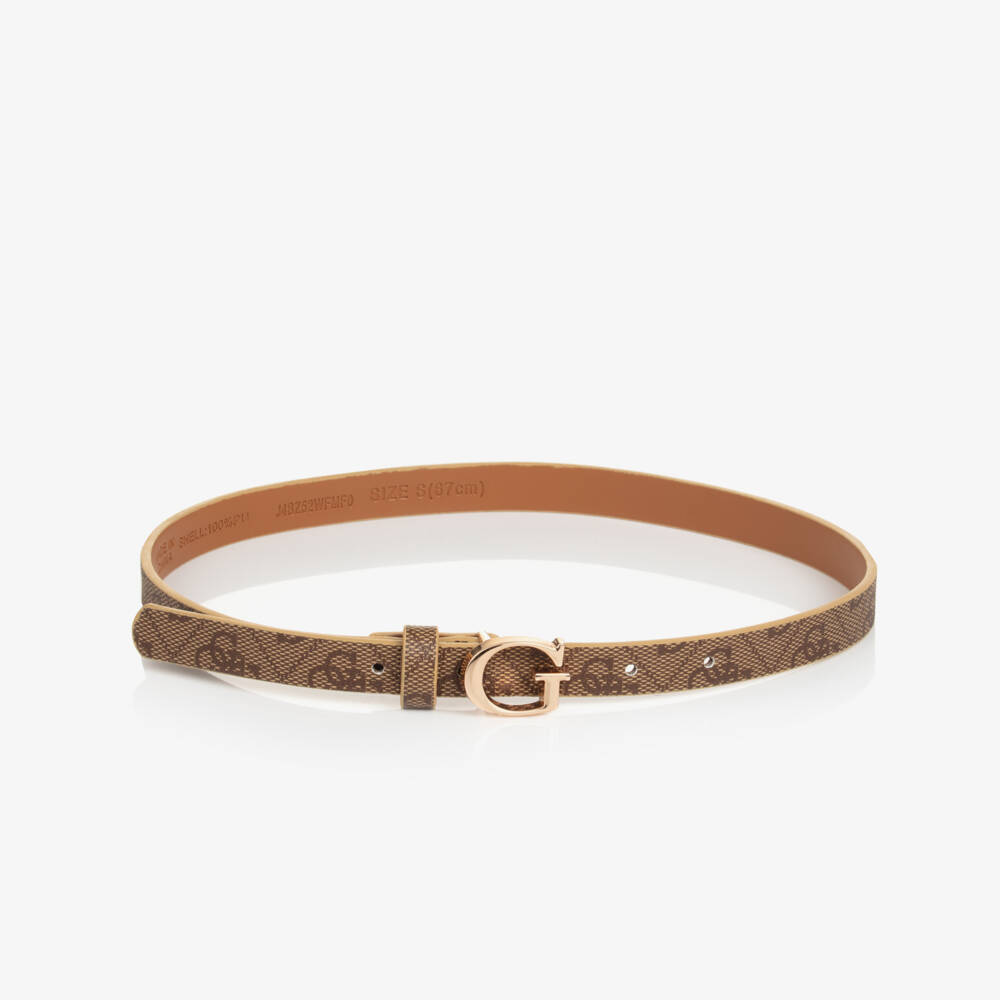 Guess-Girls Elegant Beige Monogram Belt | Childrensalon Outlet