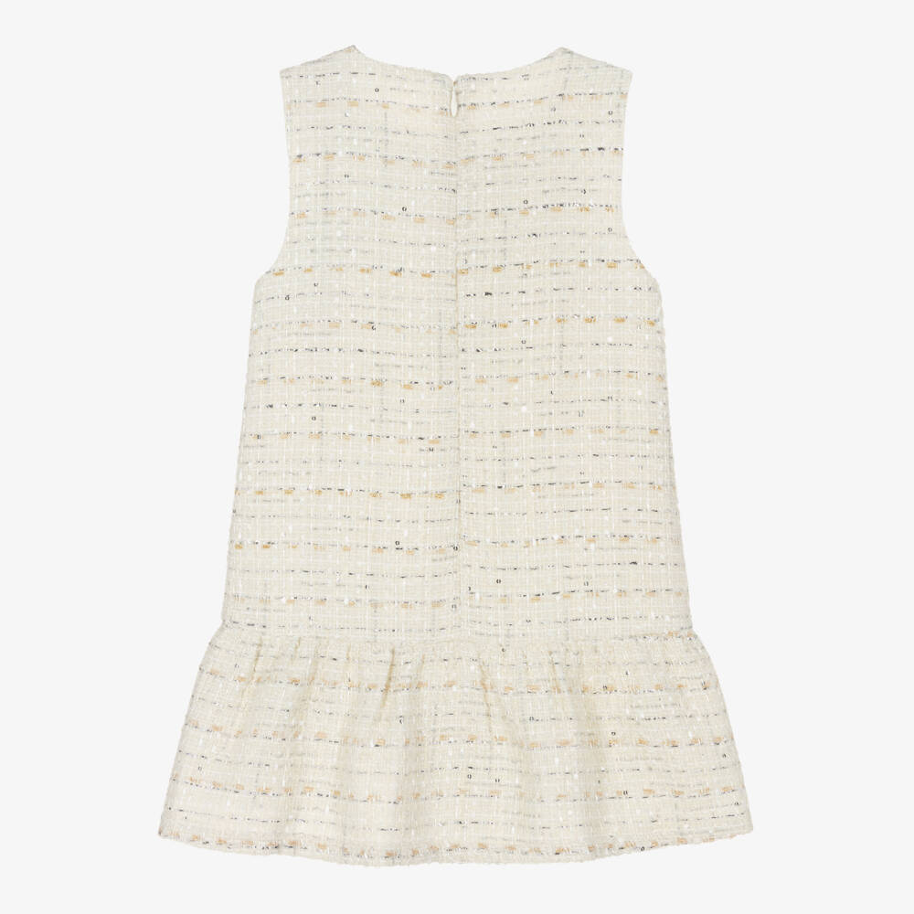 Guess-Girls Elegant Beige Tweed Frock | Childrensalon Outlet