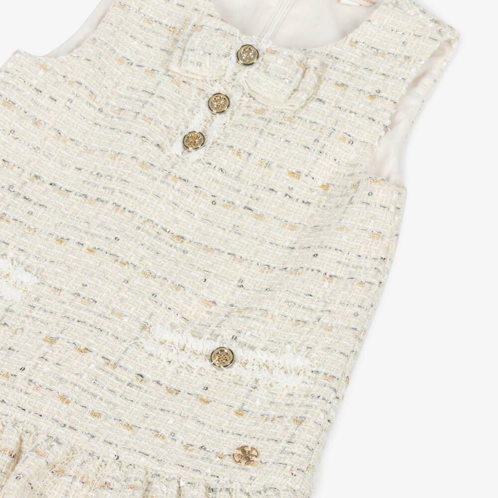 Guess-Girls Elegant Beige Tweed Frock | Childrensalon Outlet