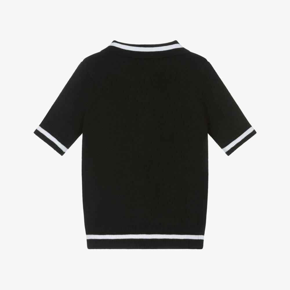 Guess-Элегантный черный вязаный топ рубашка поло для девочек | Childrensalon Outlet