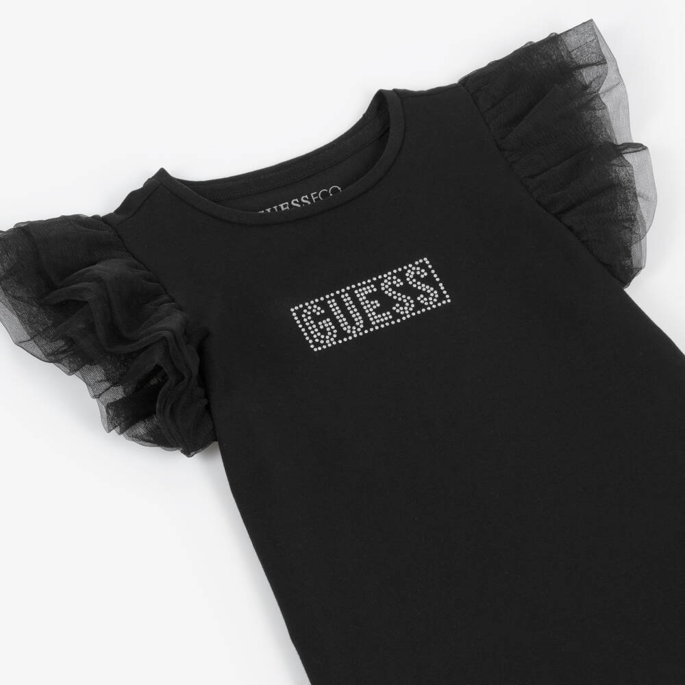 Guess-Girls Elegant Black Tulle Top | Childrensalon Outlet