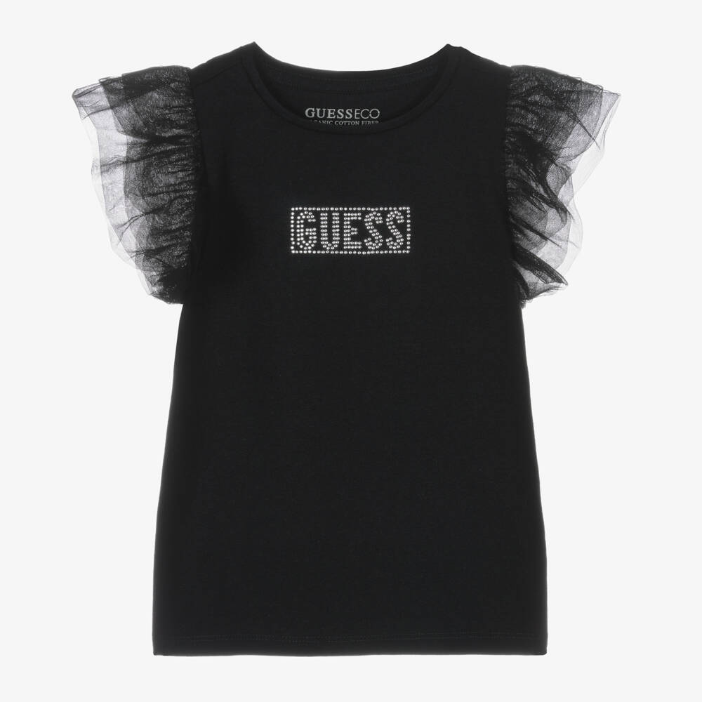 Guess-Girls Elegant Black Tulle Top | Childrensalon Outlet