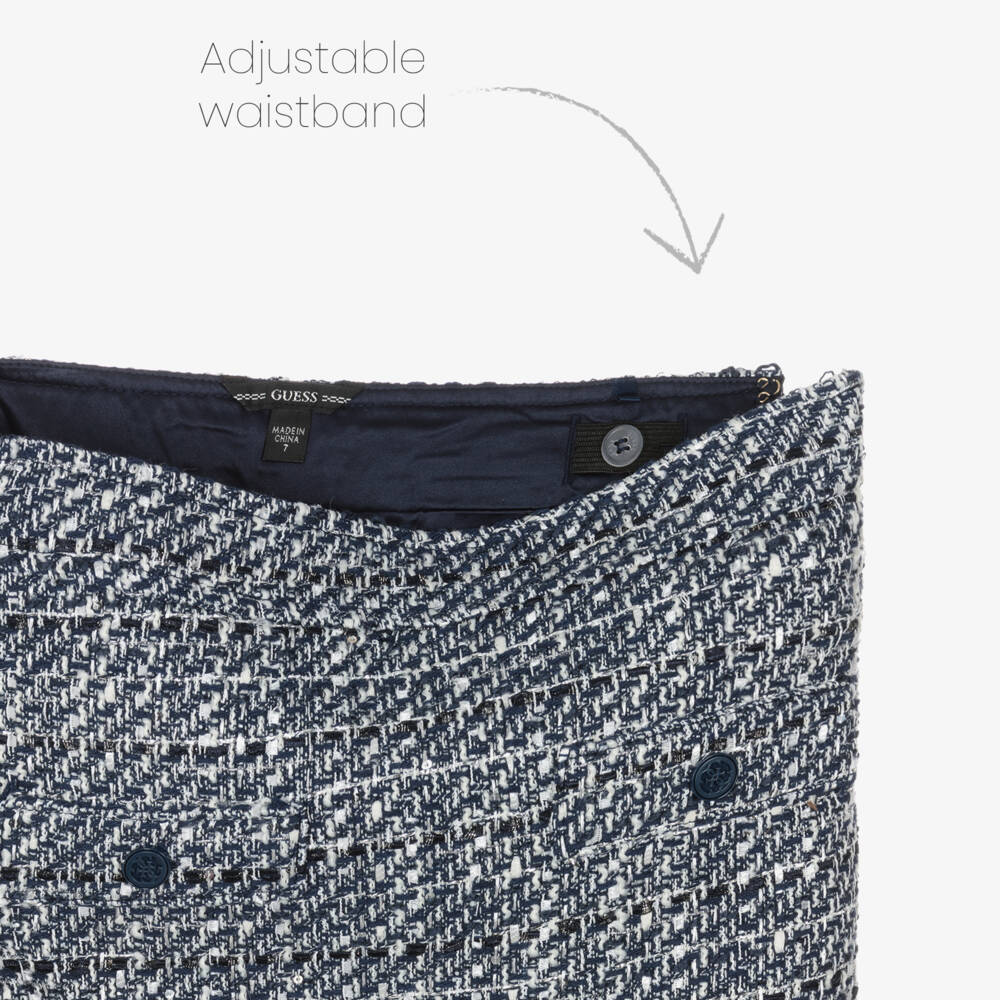 Guess-تنورة تويد زرقاء أنيقة للبنات | Childrensalon Outlet