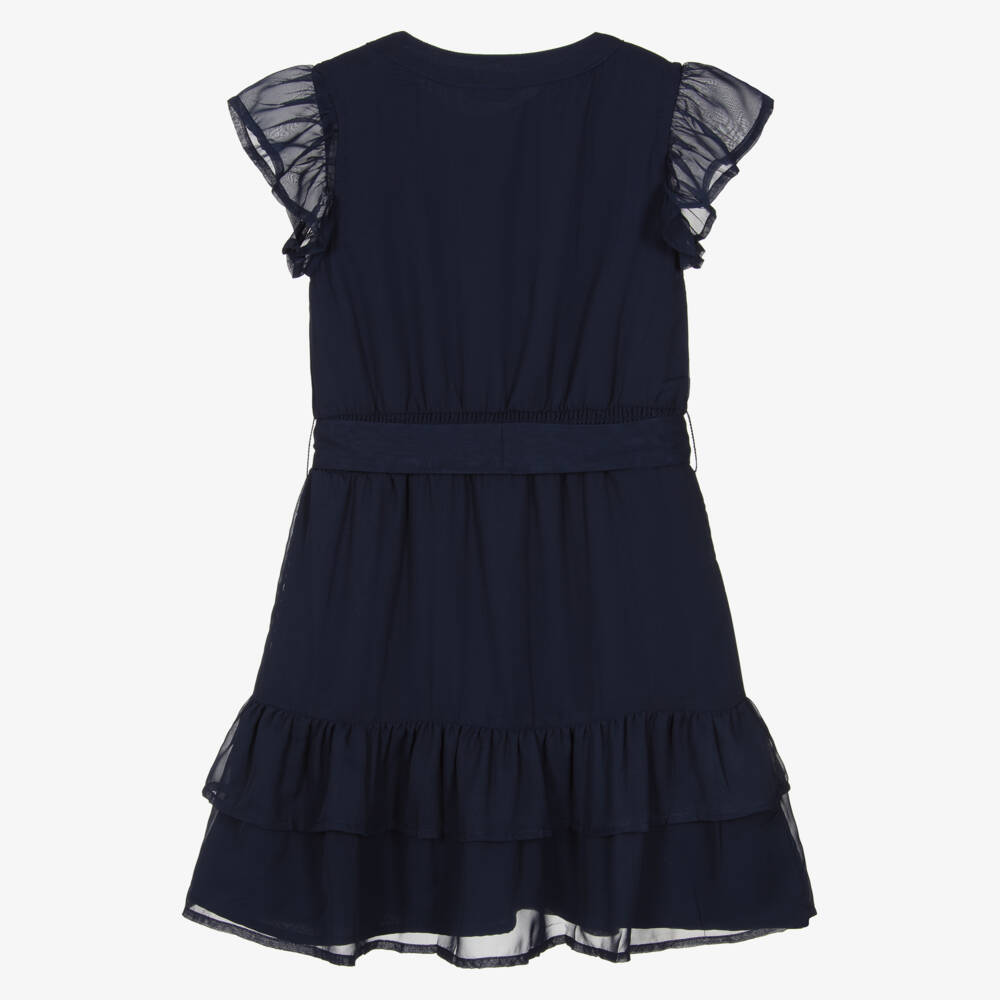 Guess-Girls Elegant Navy Chiffon Gown | Childrensalon Outlet