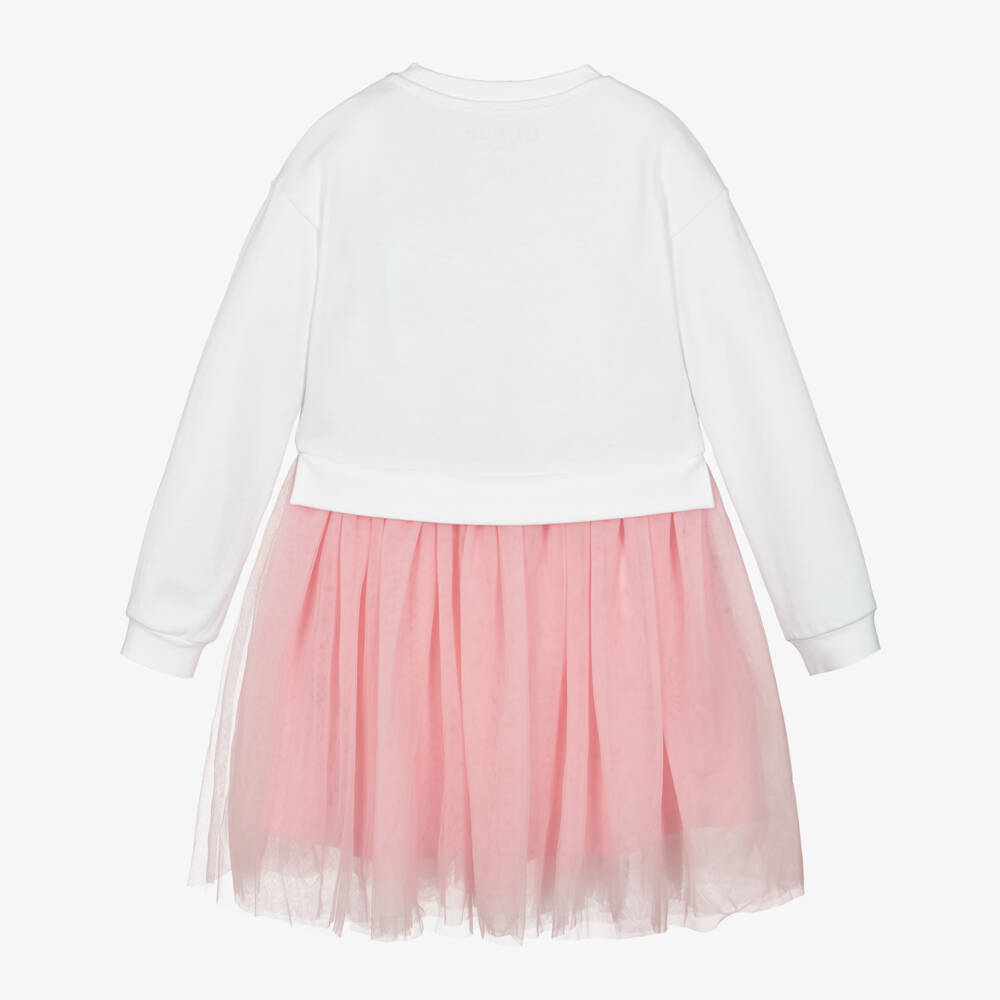 Guess-Girls Elegant Pink & White Tulle Dress | Childrensalon Outlet