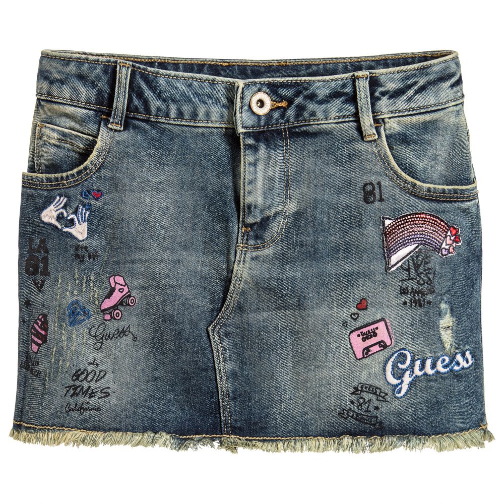 Guess - Girls Embroidered Denim Skirt | Childrensalon