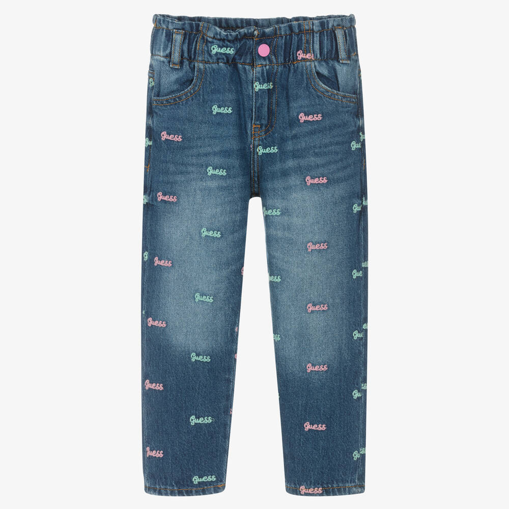 Guess - Синие джинсы с вышитыми логотипами | Childrensalon