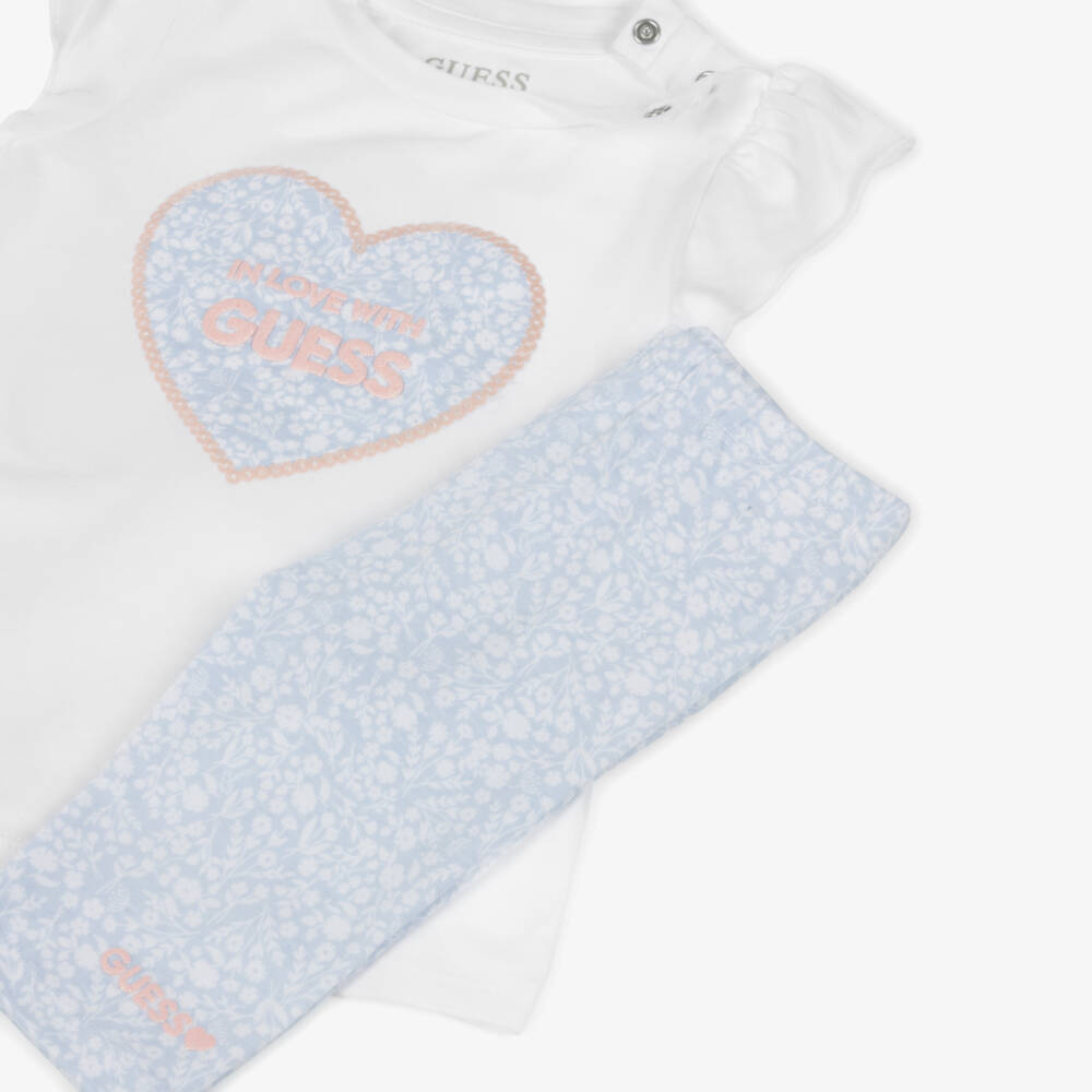 Guess-Girls Floral Blue & White Cotton Ensemble | Childrensalon Outlet