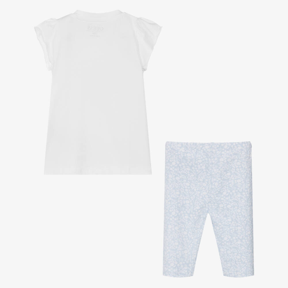 Guess-Girls Floral Blue & White Cotton Ensemble | Childrensalon Outlet