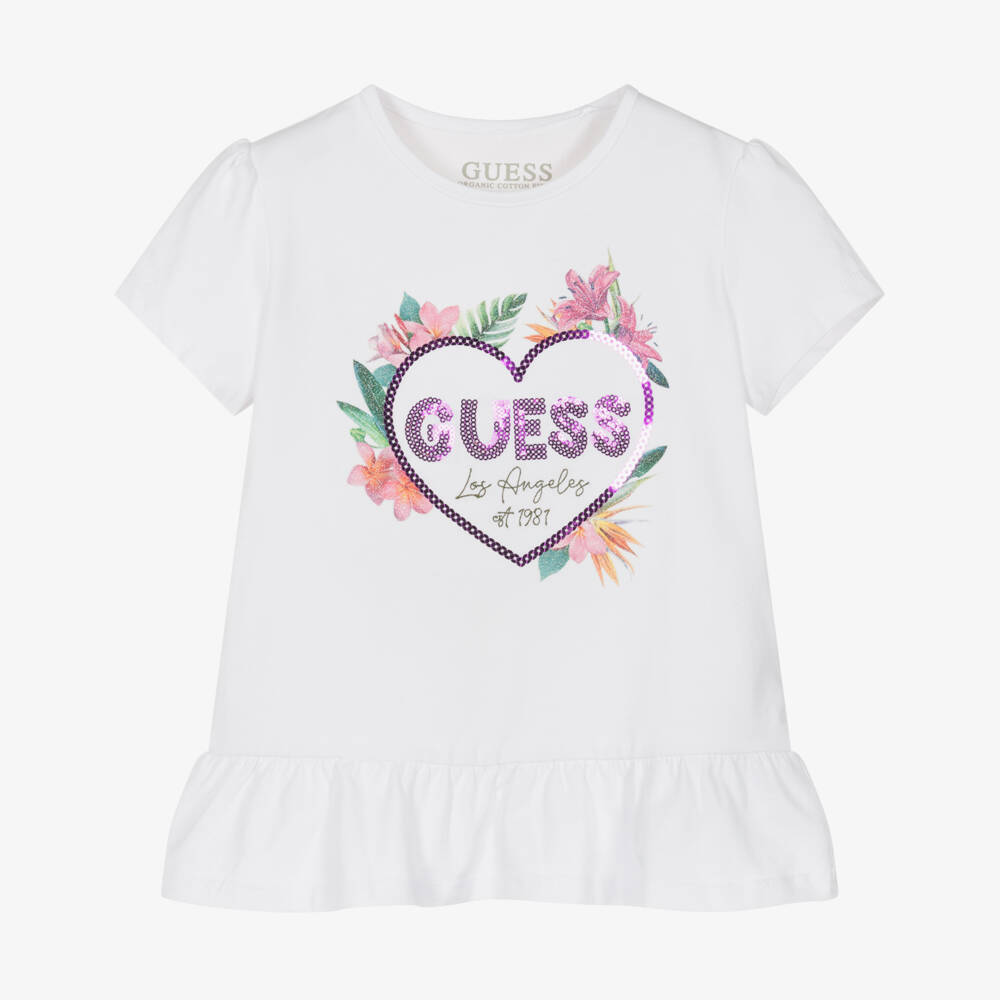 Guess-Girls Floral Emblem Cotton Tee | Childrensalon Outlet