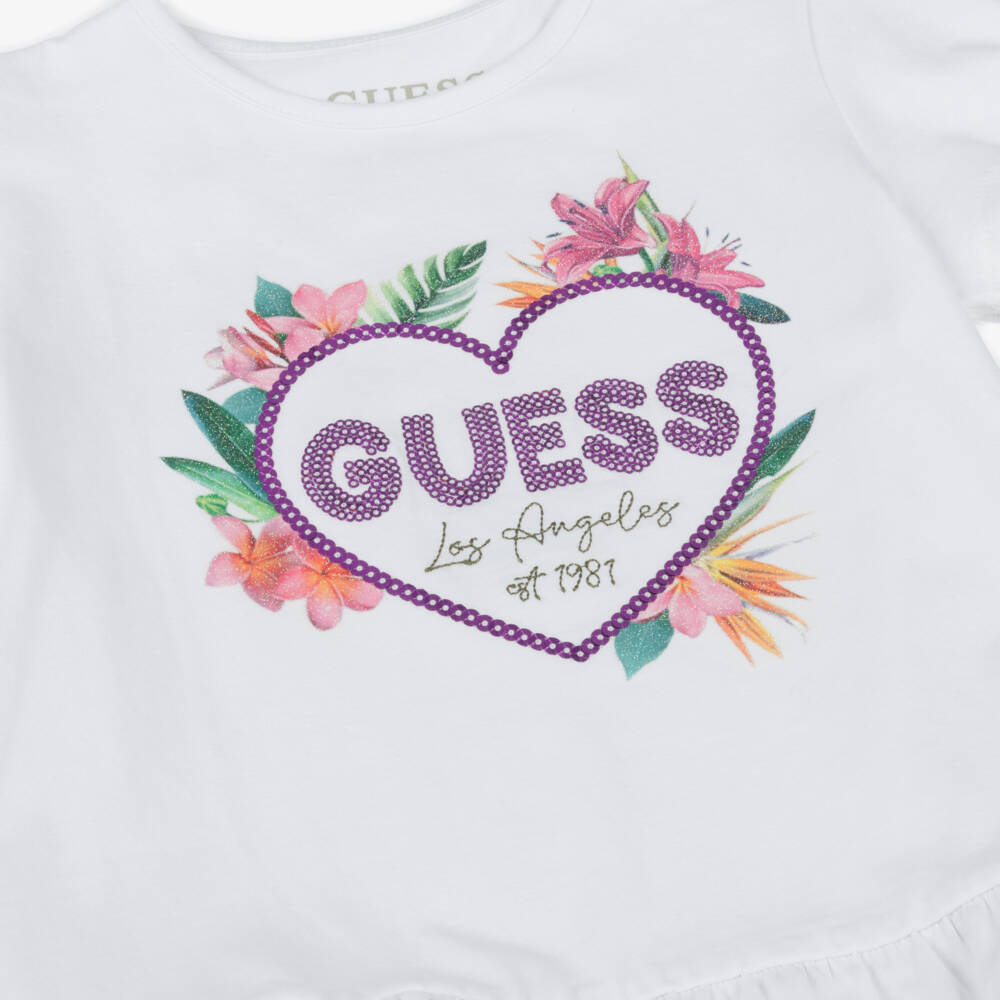 Guess-Girls Floral Emblem Cotton Tee | Childrensalon Outlet
