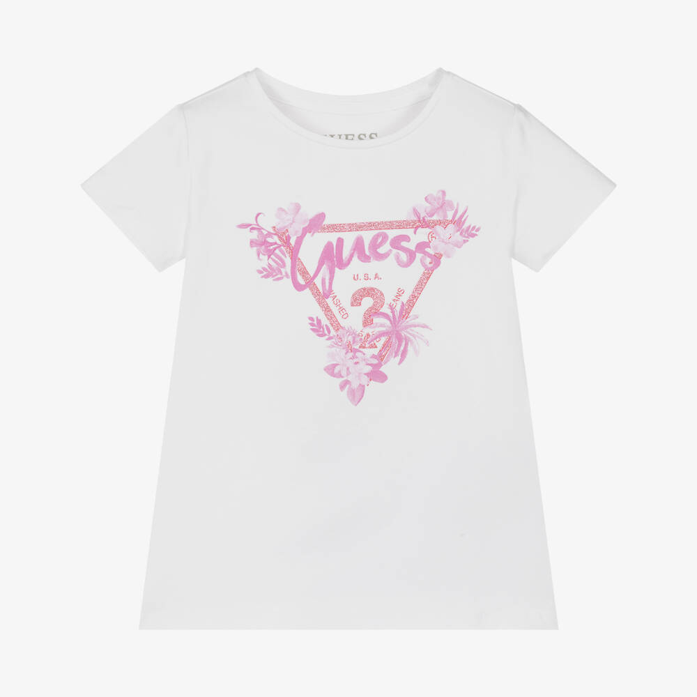 Guess-Girls Floral Emblem Cotton Tee | Childrensalon Outlet